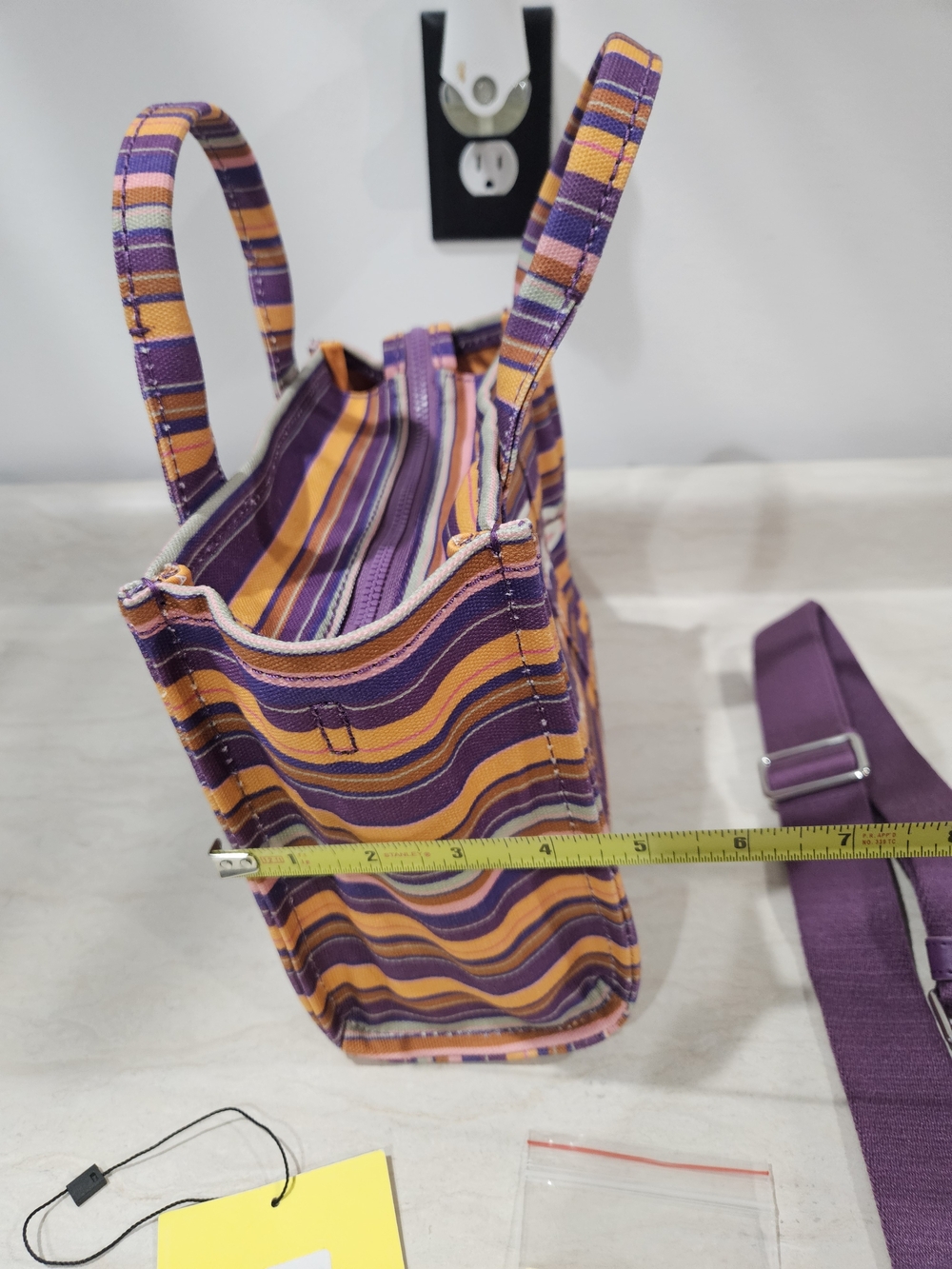 Marc Jacobs The Tote Bag - Purple & Orange Striped Canvas - Picture 11 of 11